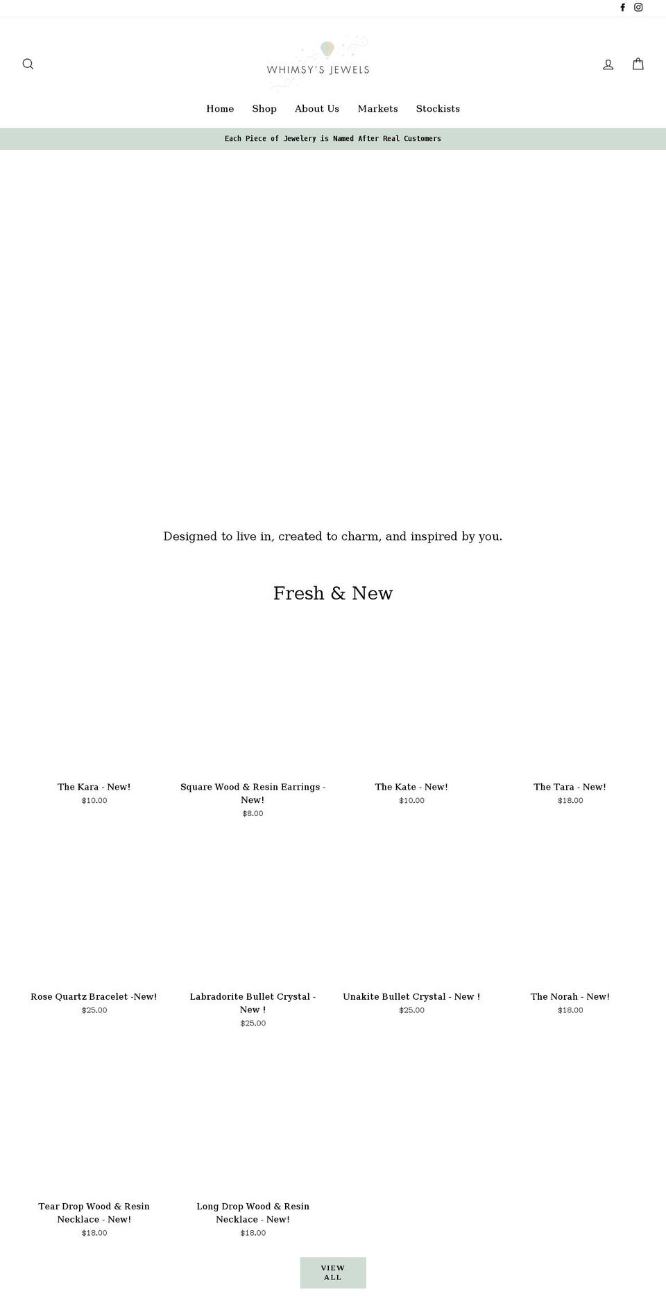 whimsysjewels.com shopify website screenshot