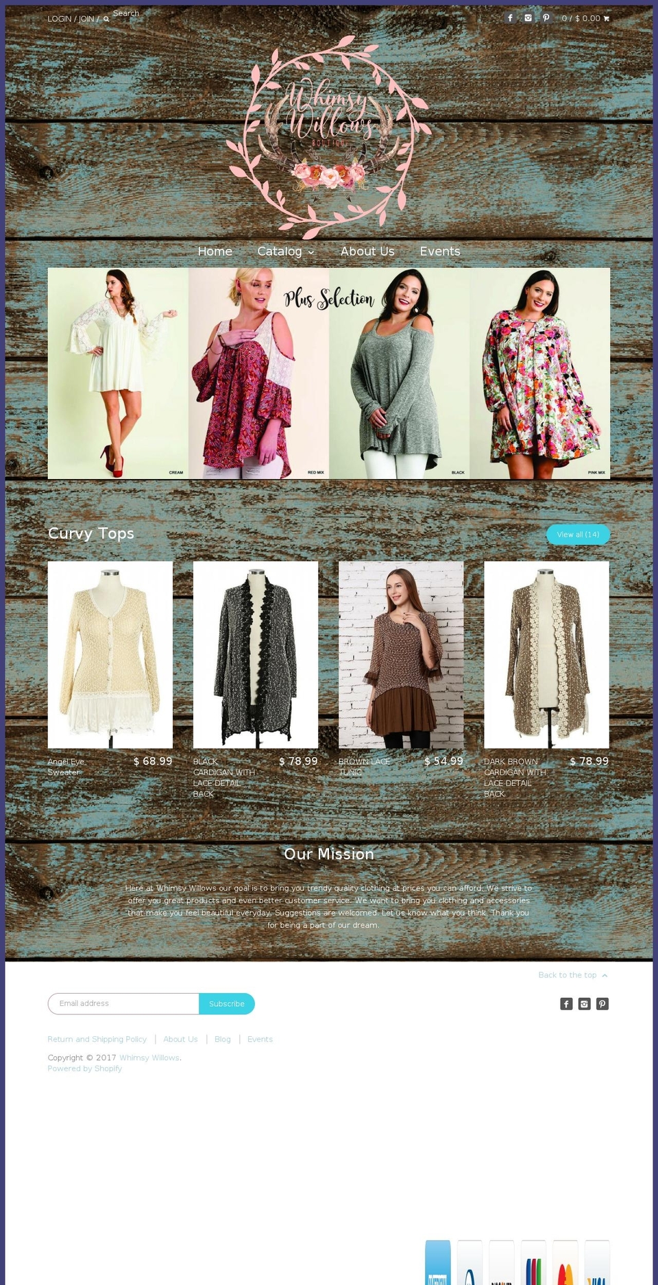 whimsywillowsboutique.com shopify website screenshot