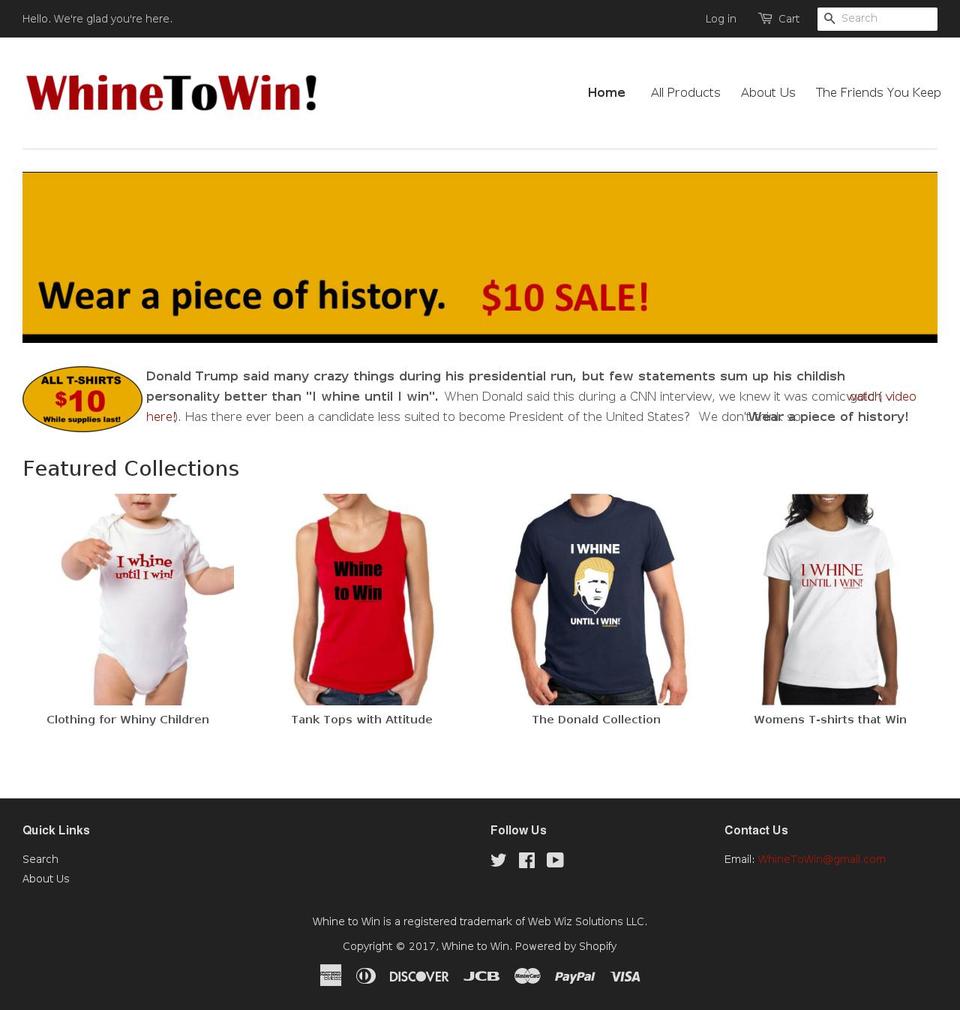 whinetowin.com shopify website screenshot