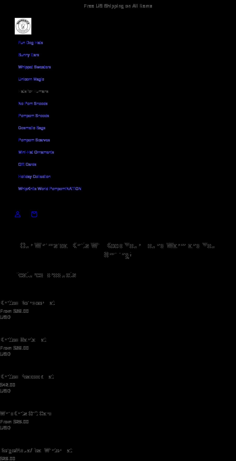 whipknits.com shopify website screenshot