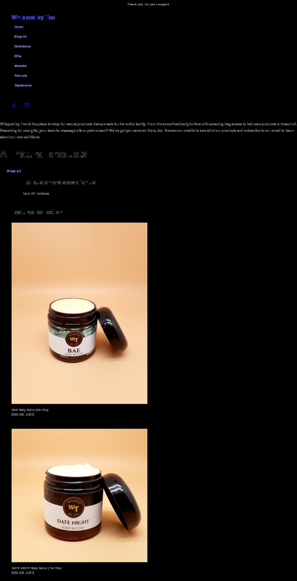 whippedbytee.com shopify website screenshot