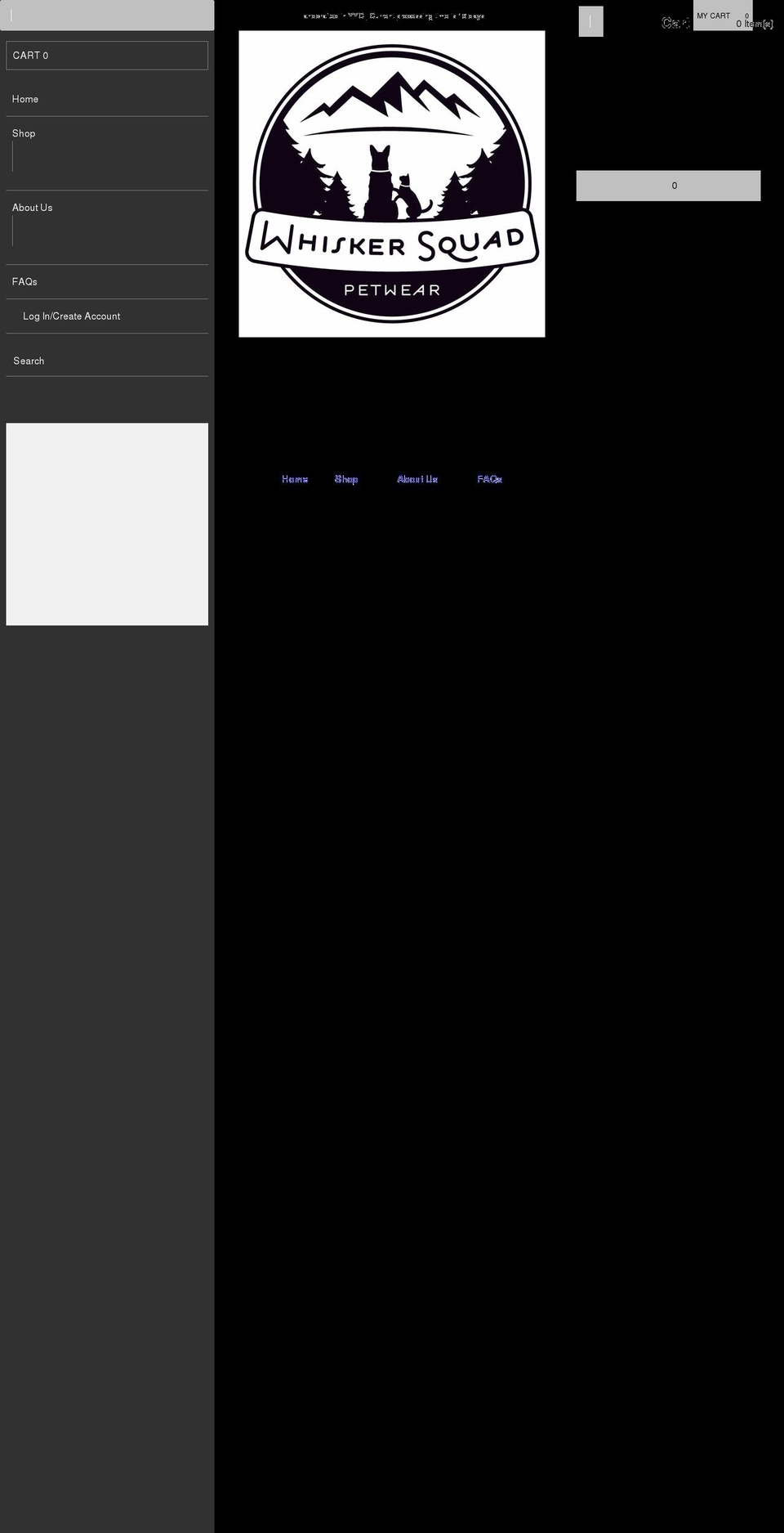 whiskersquad.com shopify website screenshot