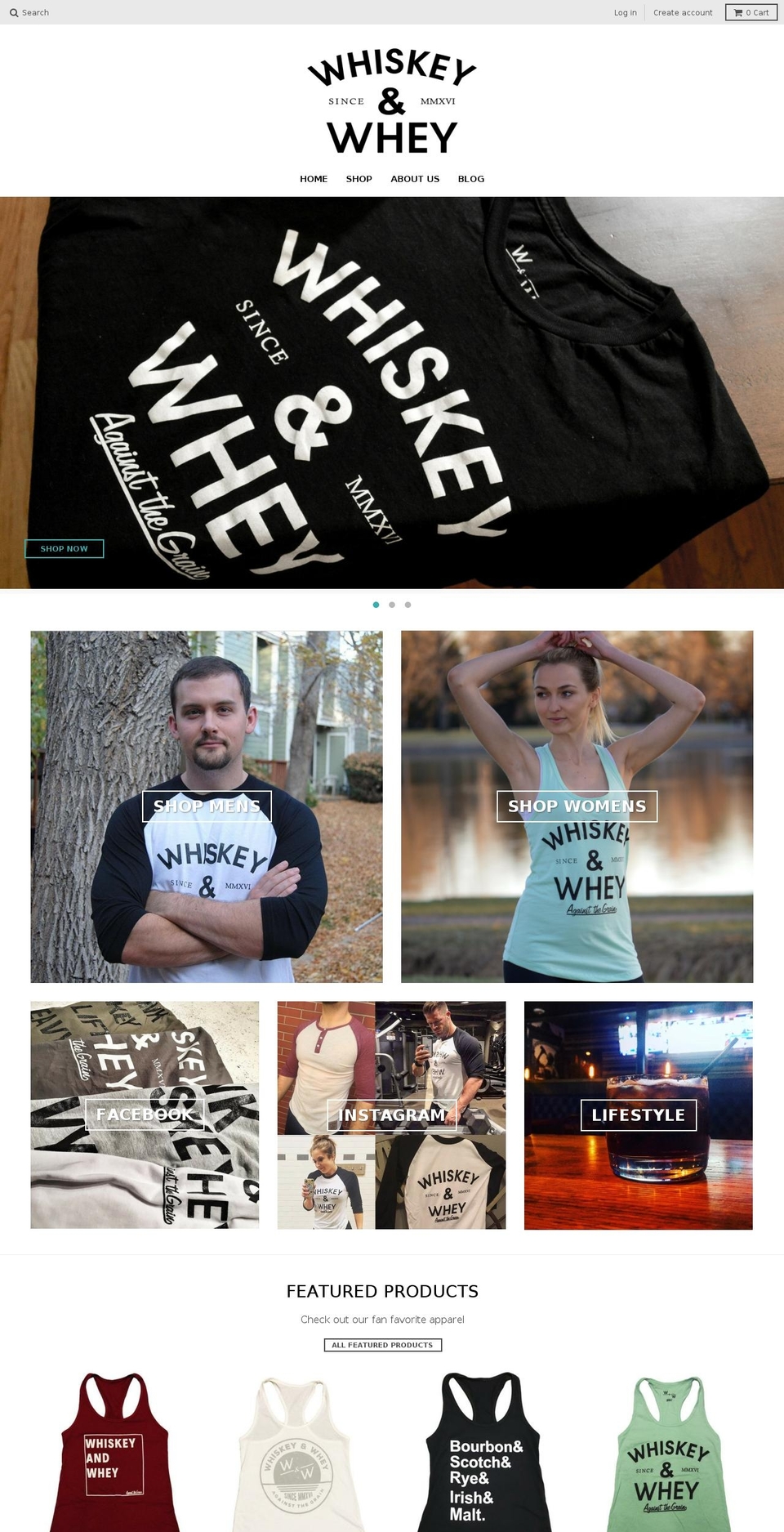 whiskeyandwhey.com shopify website screenshot