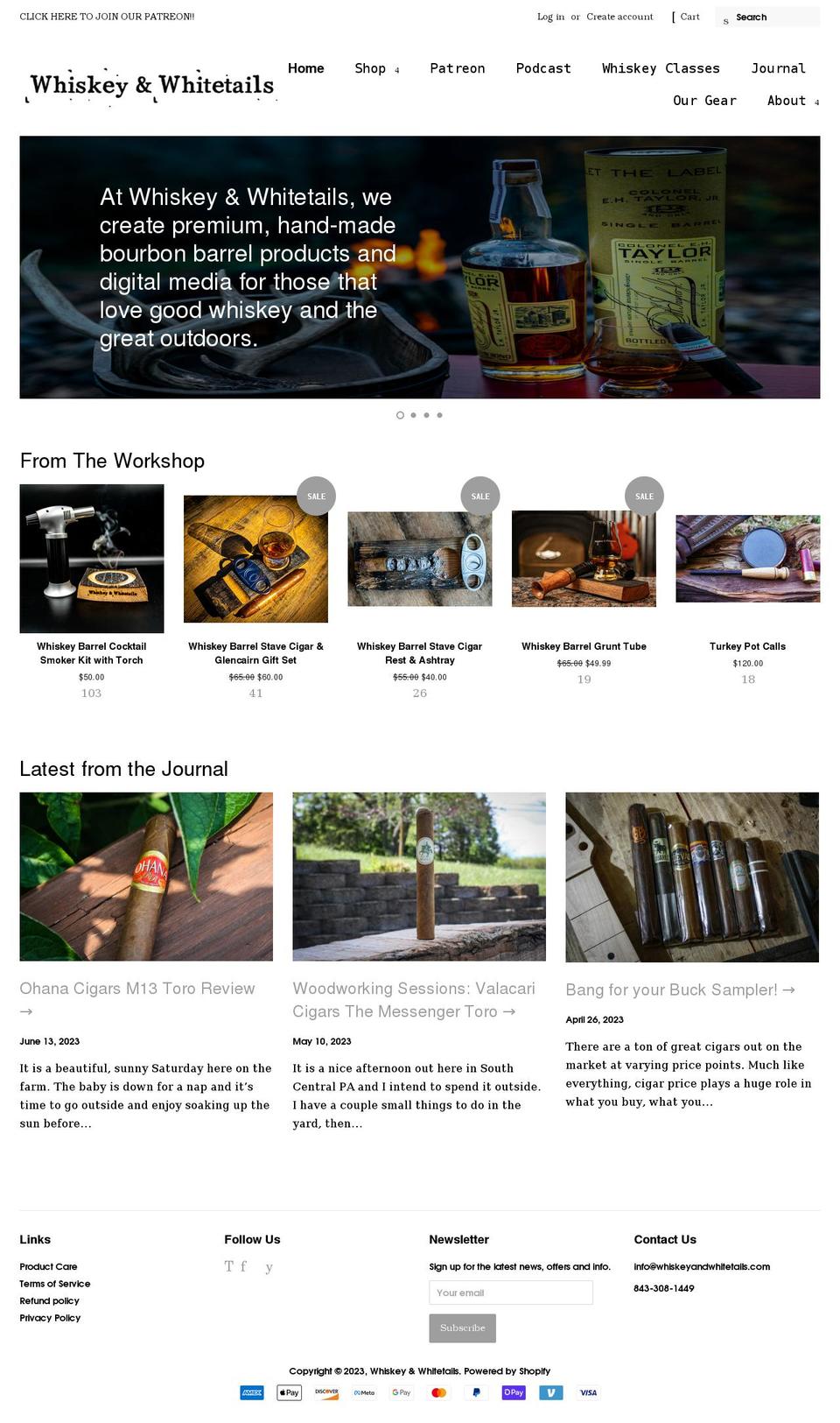 whiskeyandwhitetails.com shopify website screenshot