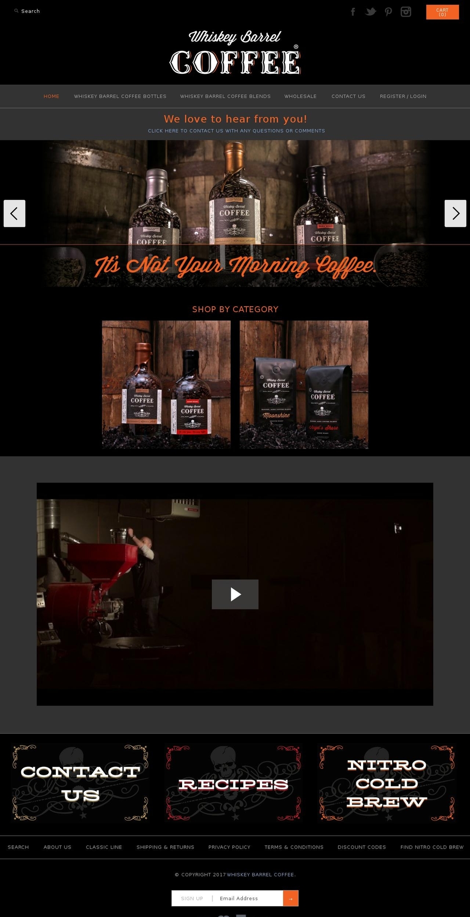 whiskeybarrelcoffee.com shopify website screenshot
