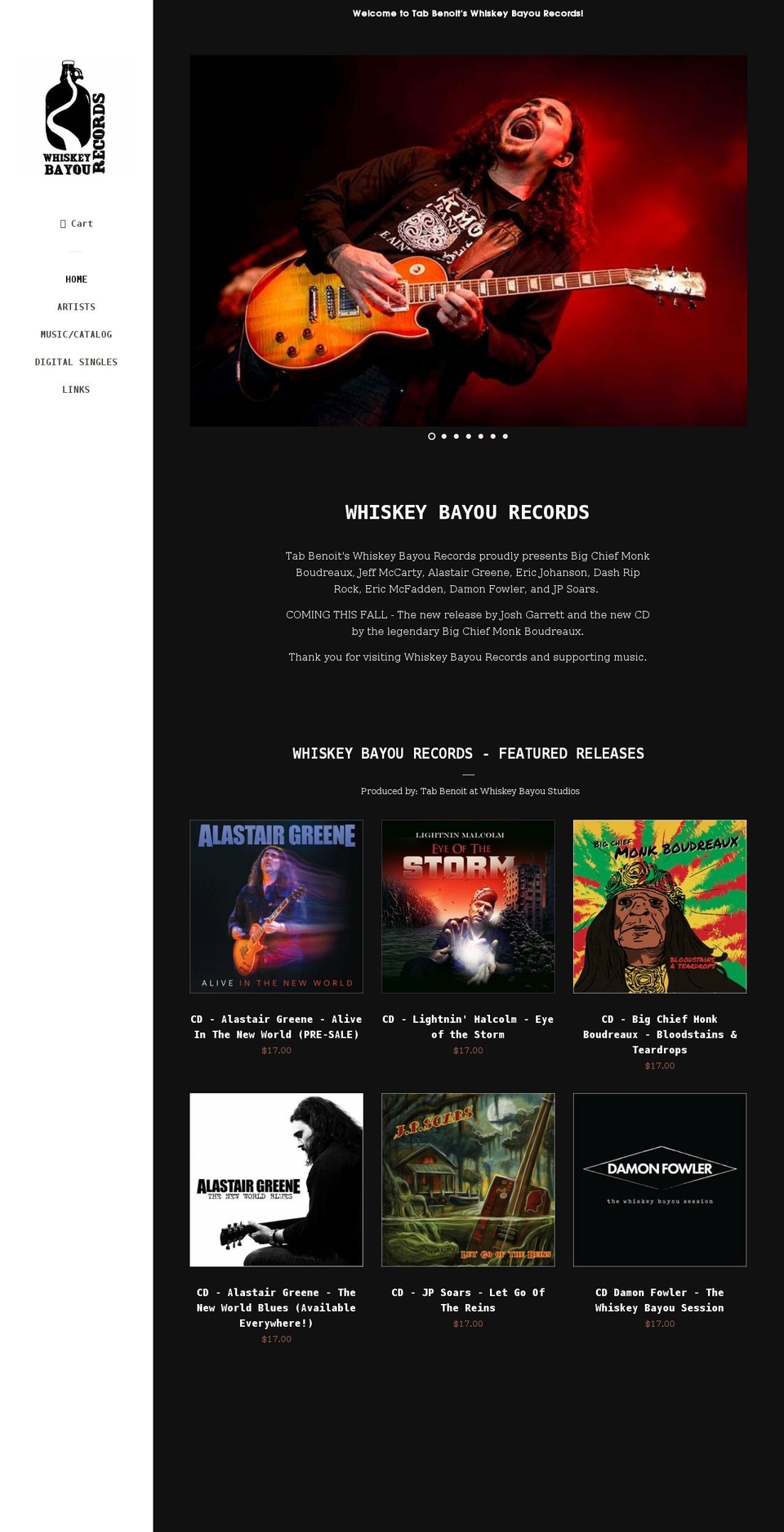 whiskeybayourecords.com shopify website screenshot