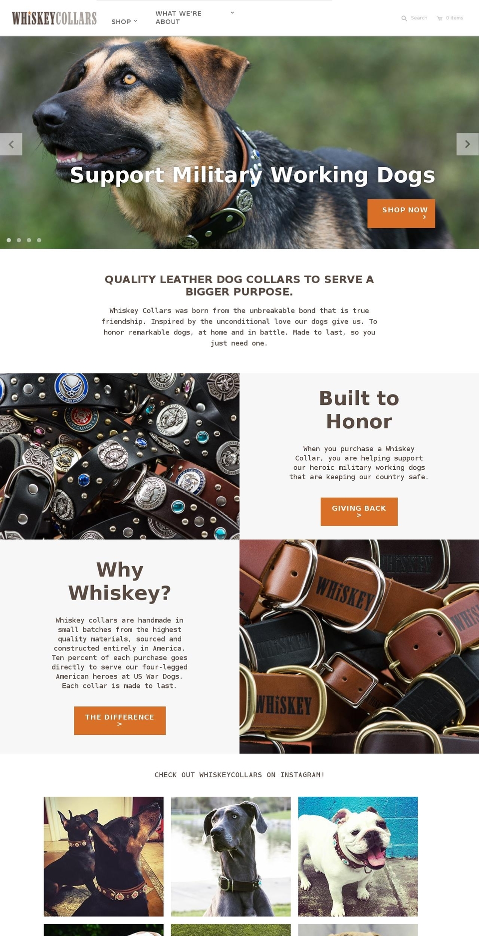 whiskeycollars.com shopify website screenshot