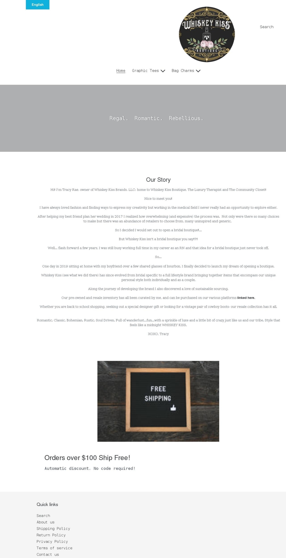 whiskeykissboutique.com shopify website screenshot