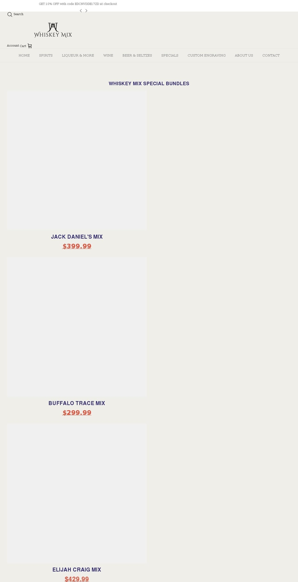 whiskeymix.com shopify website screenshot