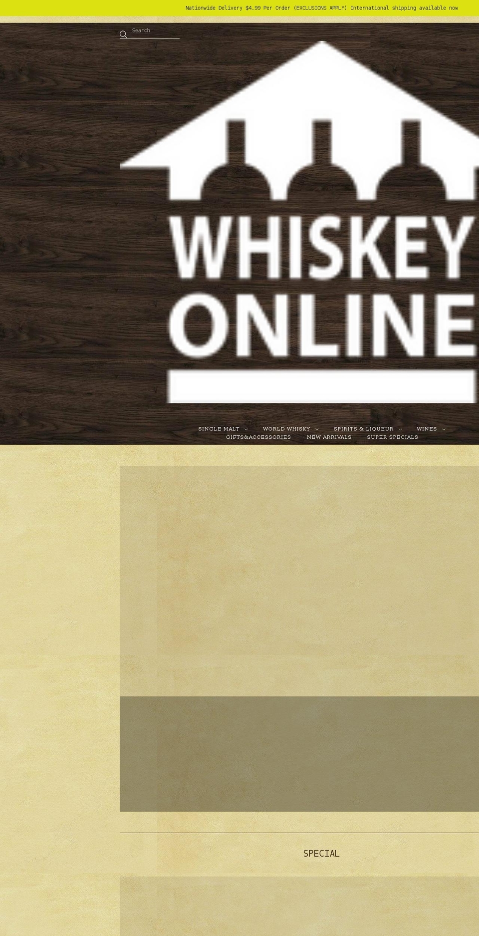 whiskeyonline.co.nz shopify website screenshot