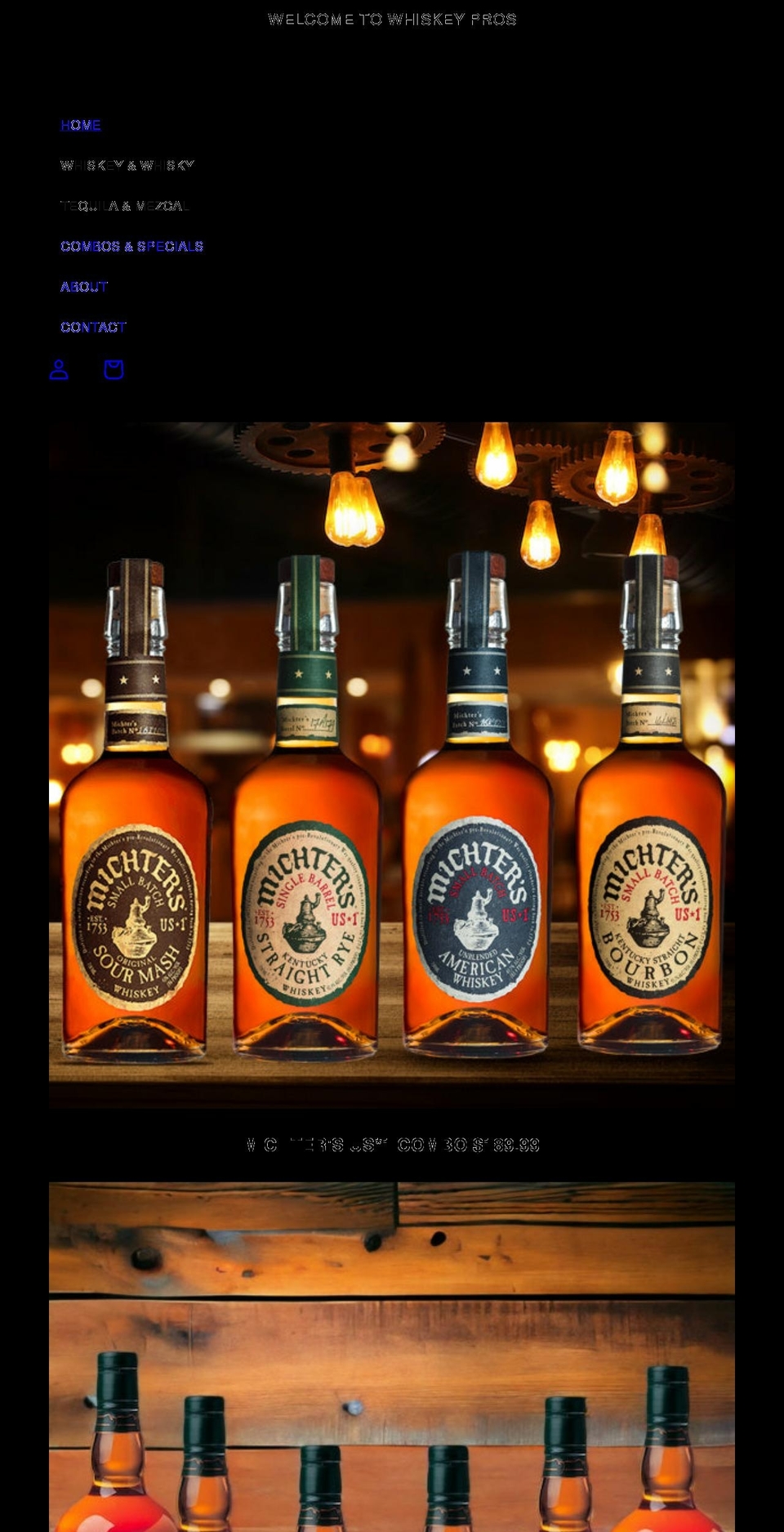 whiskeypros.com shopify website screenshot