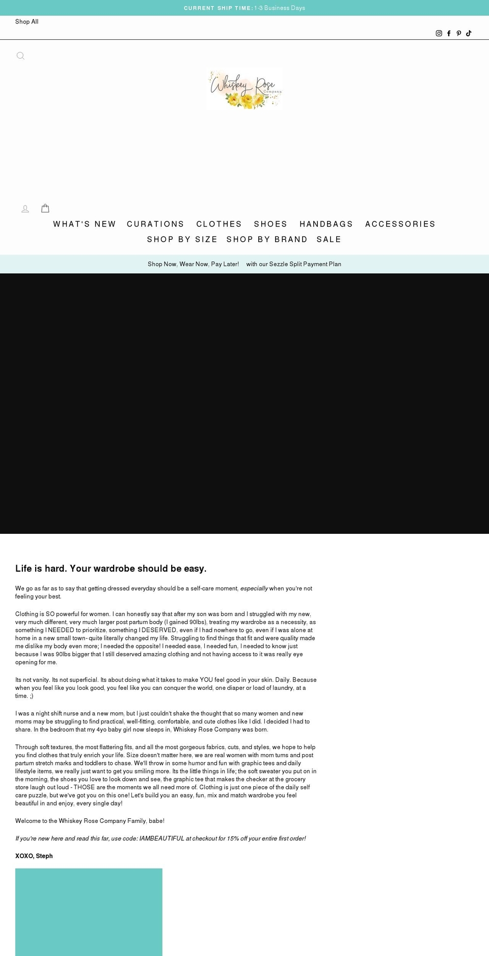 whiskeyroseco.com shopify website screenshot