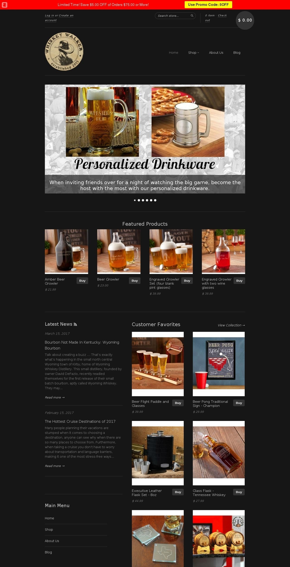 whiskeywalker.com shopify website screenshot