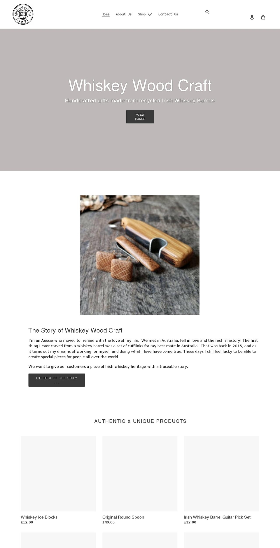 whiskeywoodcraft.com shopify website screenshot