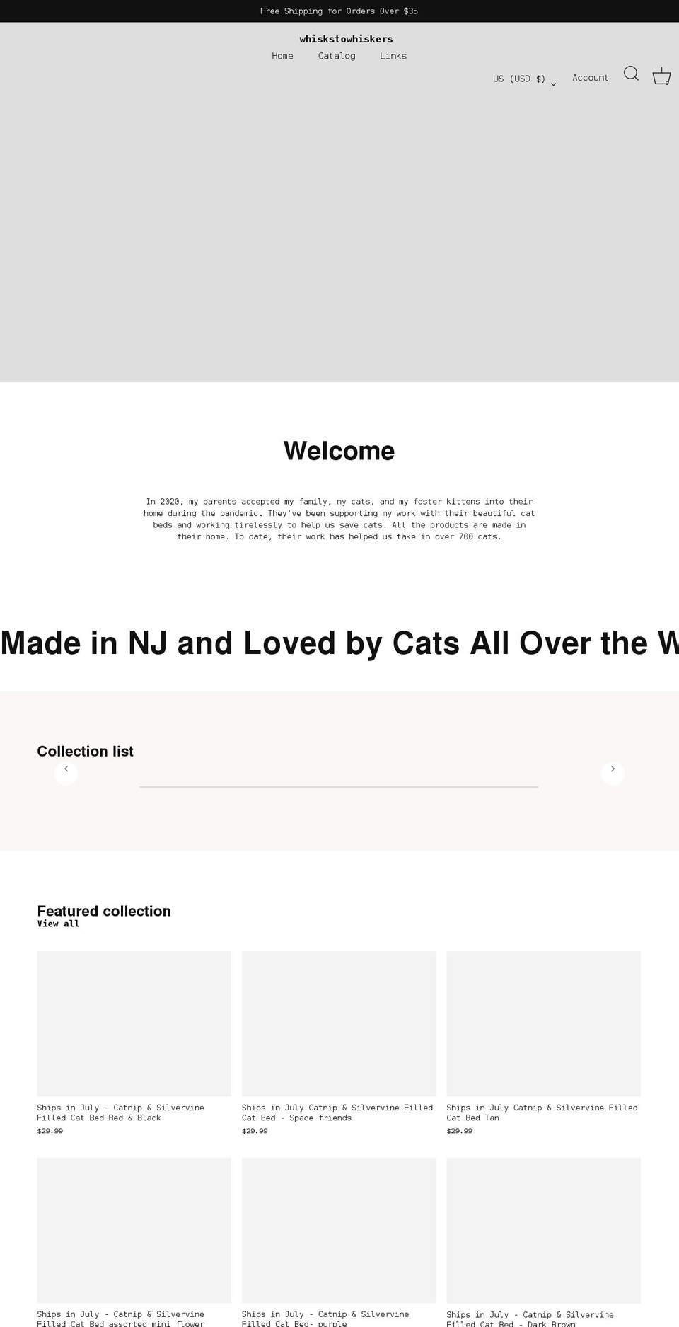 whiskstowhiskers.com shopify website screenshot