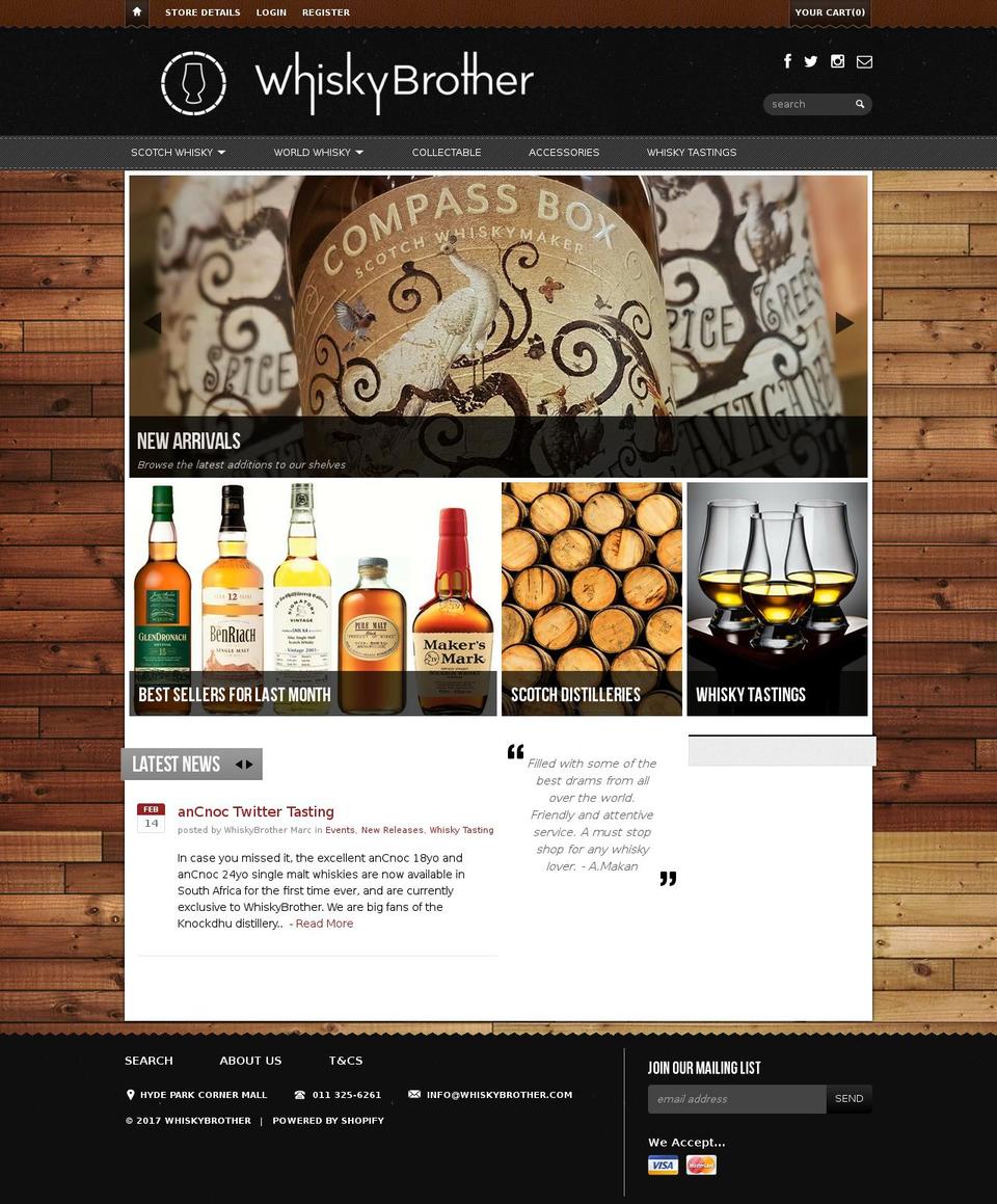 Expanse Shopify theme site example whiskybrother.com