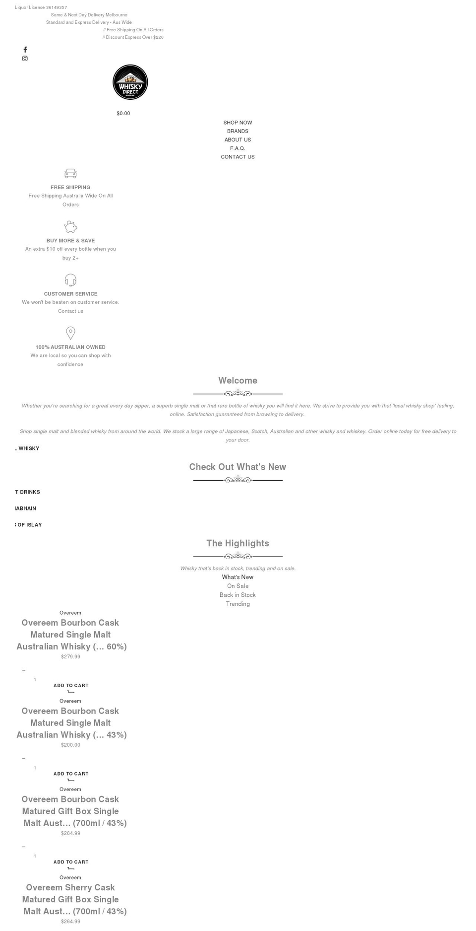 whiskydirect.com.au shopify website screenshot