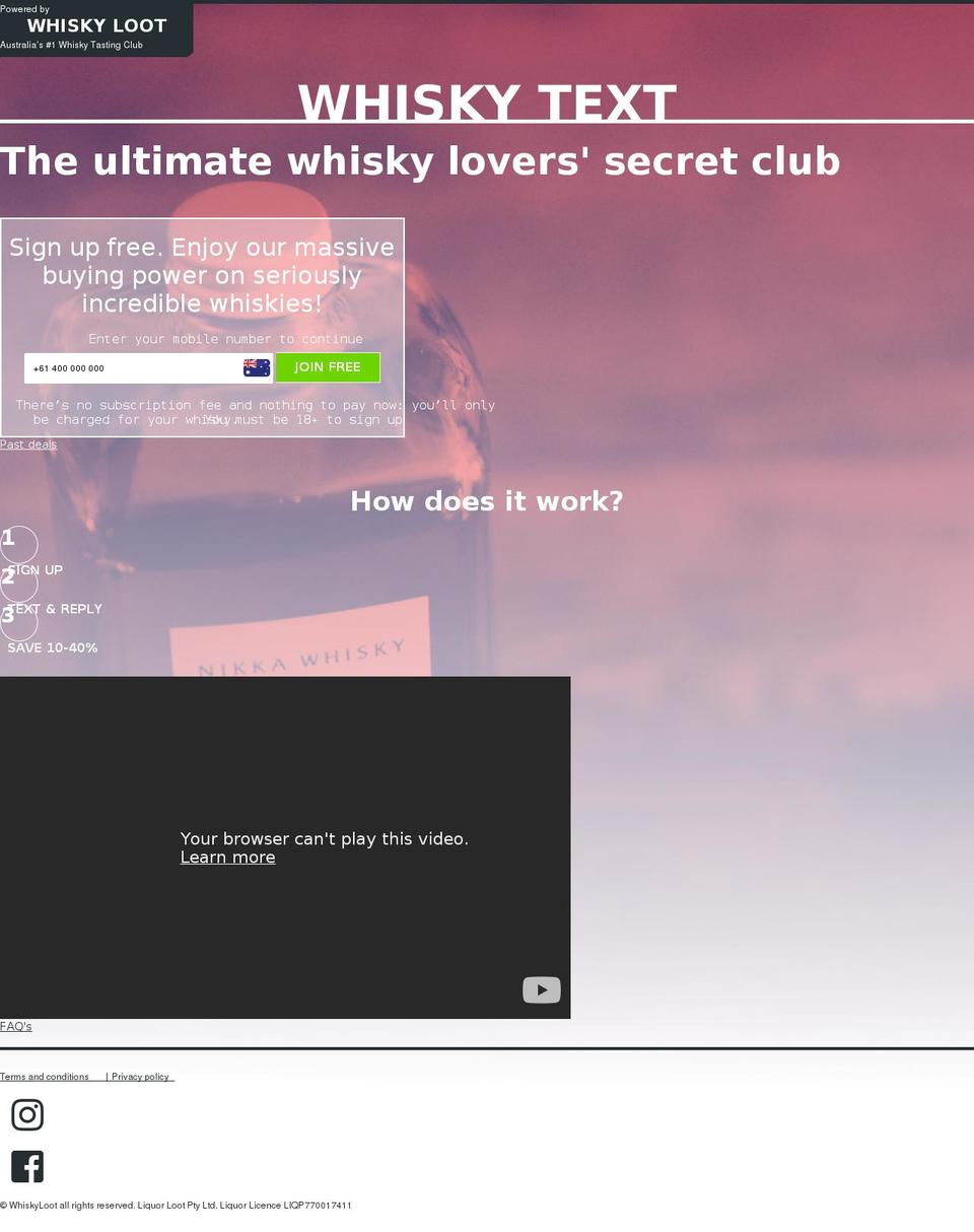 whiskytext.com.au shopify website screenshot