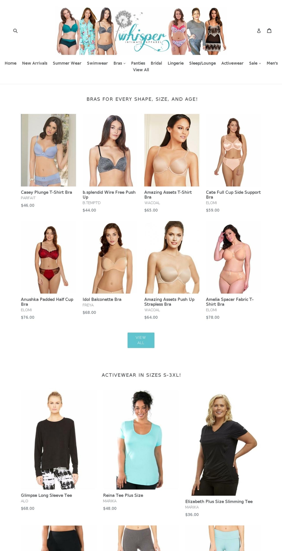 whisperintimates.com shopify website screenshot