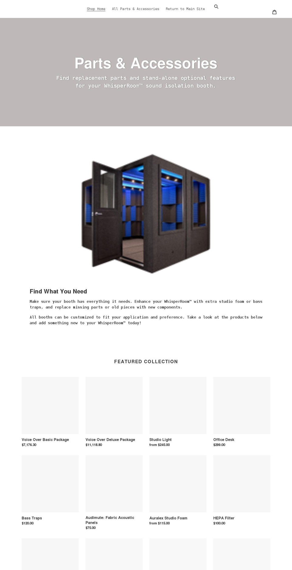 whisperroom-shop.com shopify website screenshot
