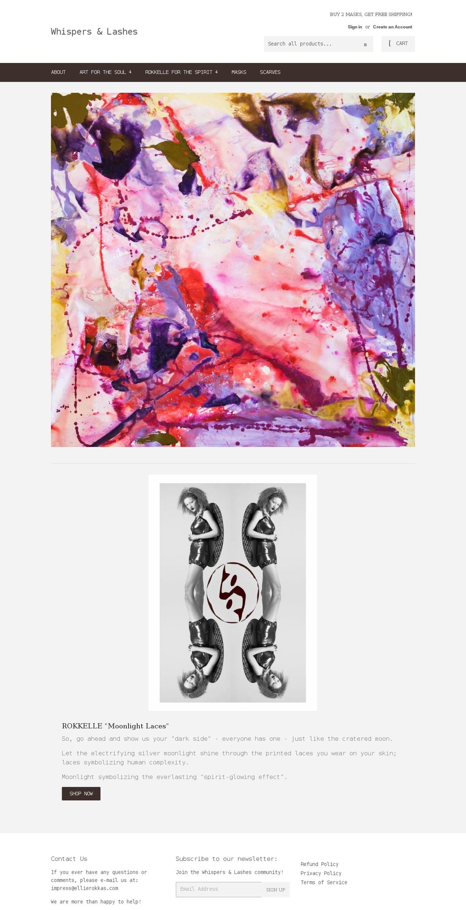 whispersandlashes.com shopify website screenshot