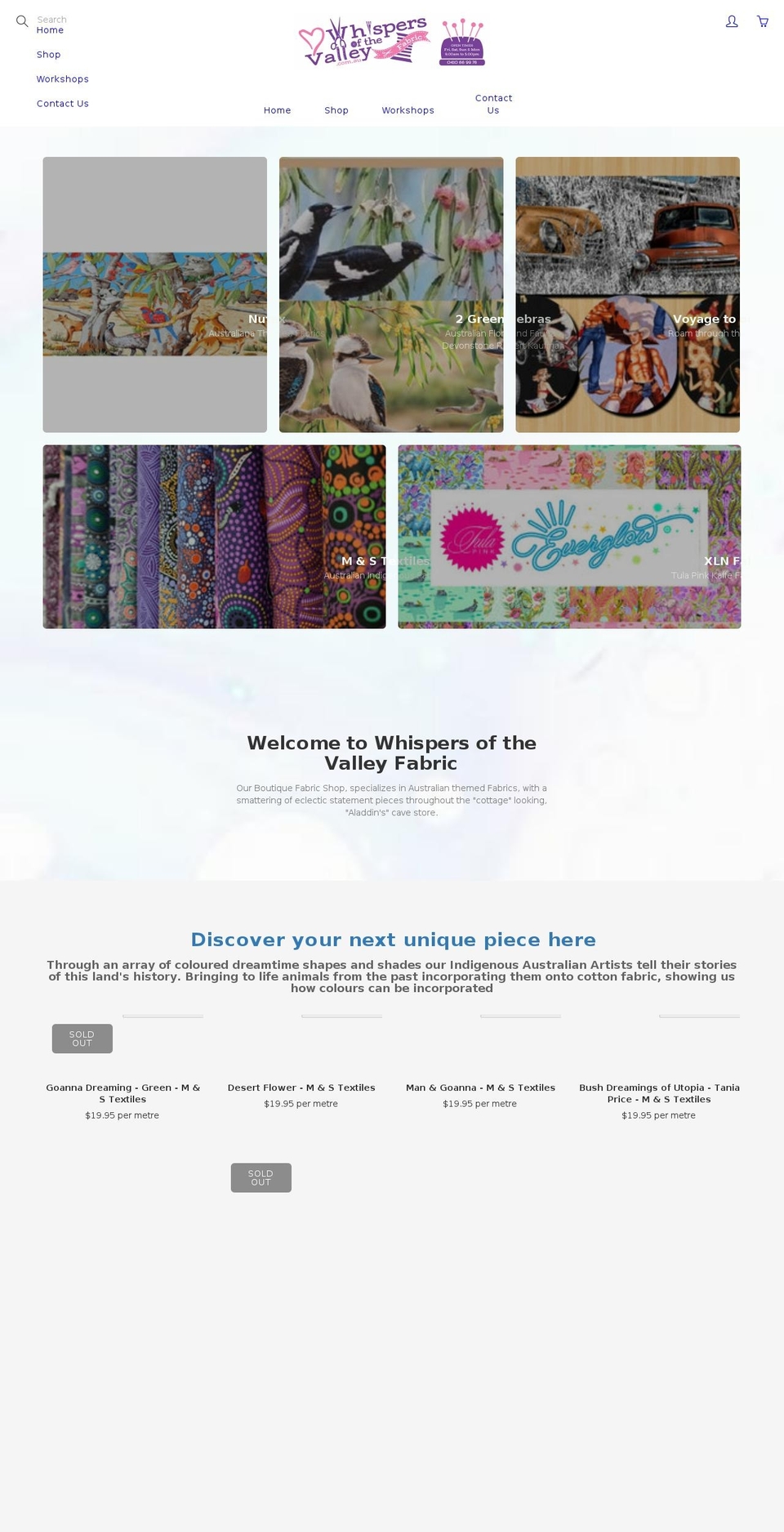 whispersofthevalley.com.au shopify website screenshot