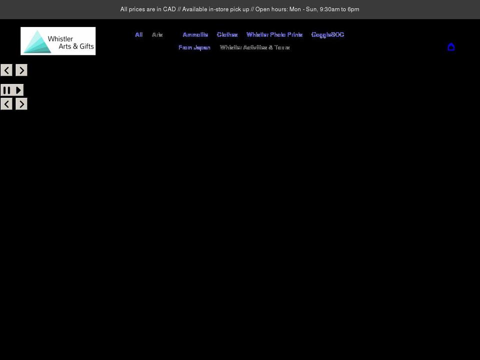 whistler-arts-gifts.myshopify.com shopify website screenshot