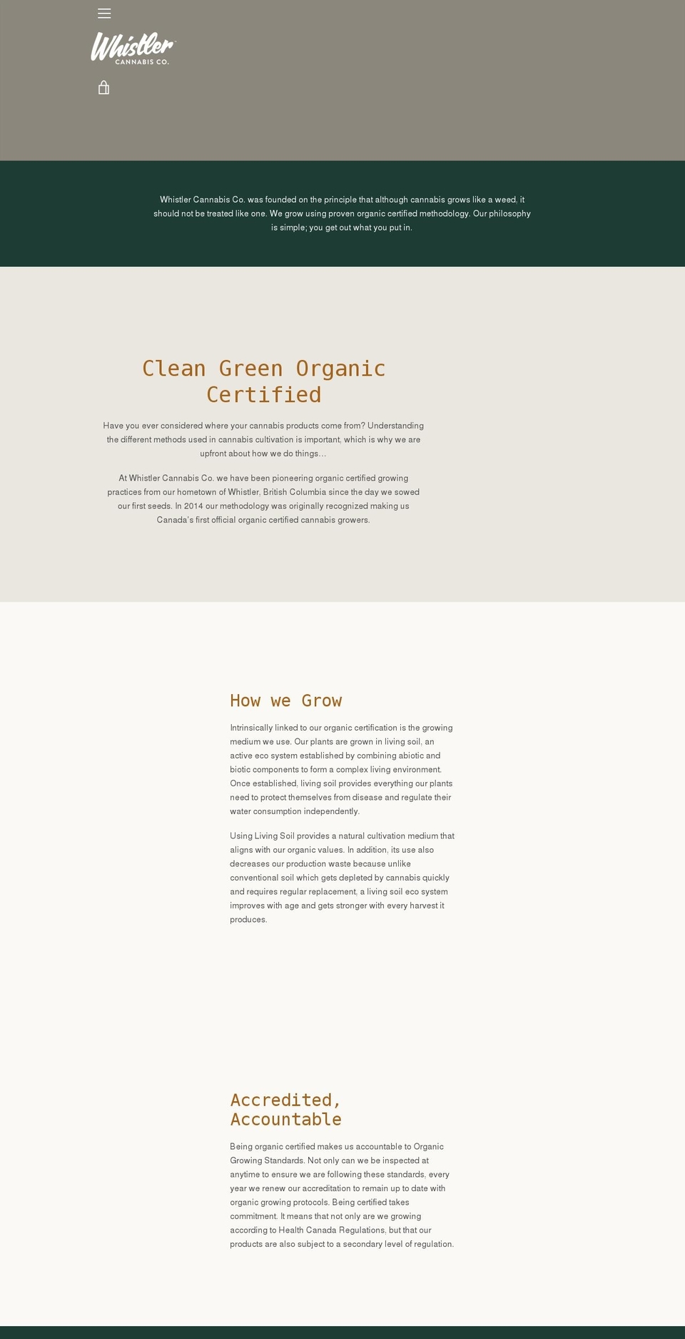 whistlercannabisco.com shopify website screenshot