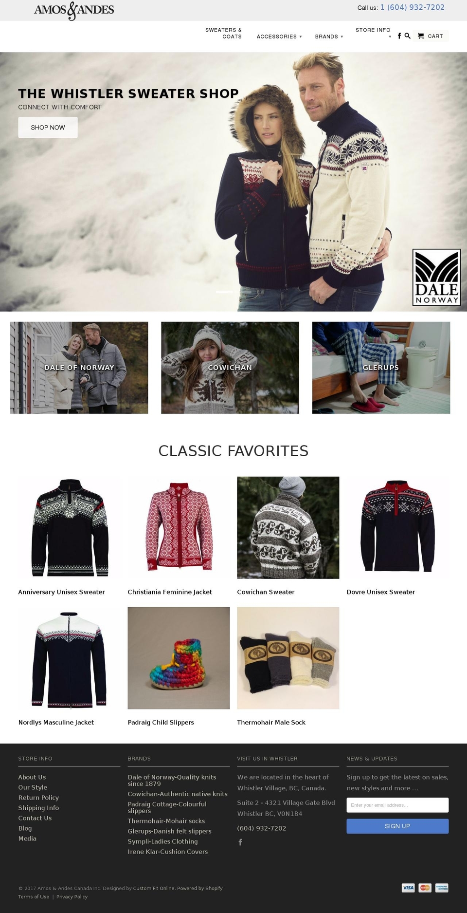 whistlersweatershop.com shopify website screenshot