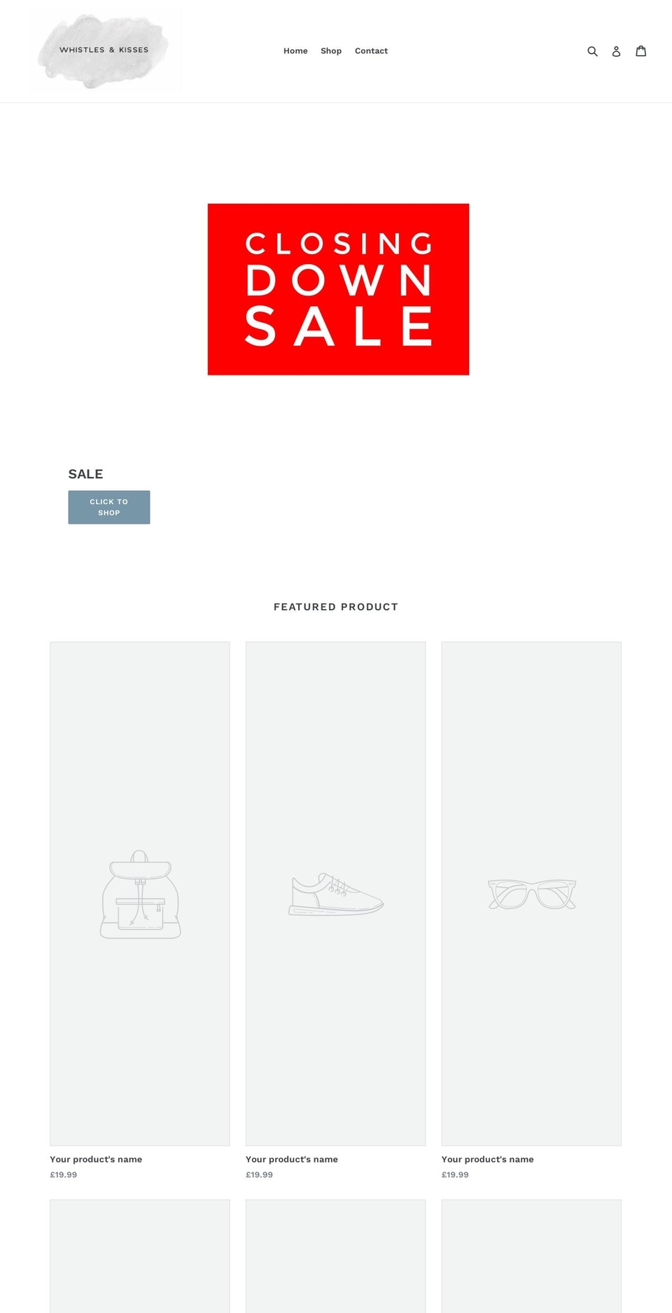 whistlesandkisses.com shopify website screenshot