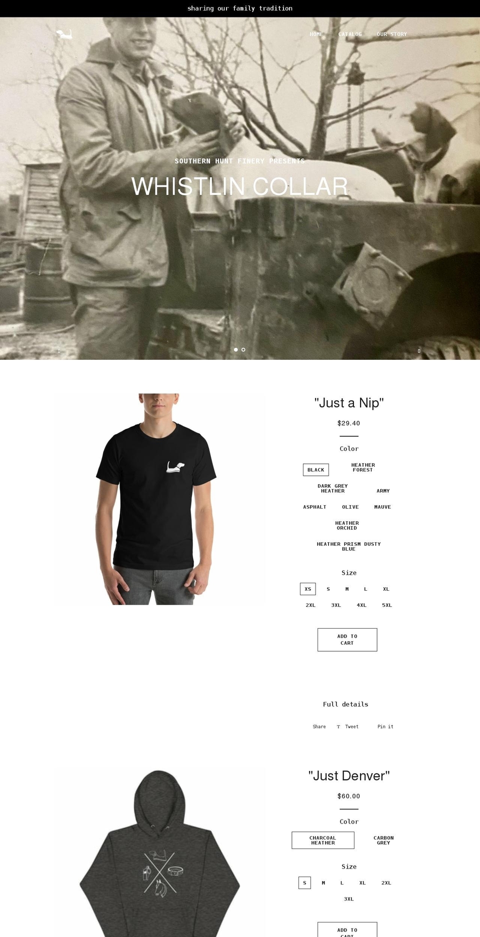 whistlincollar.com shopify website screenshot