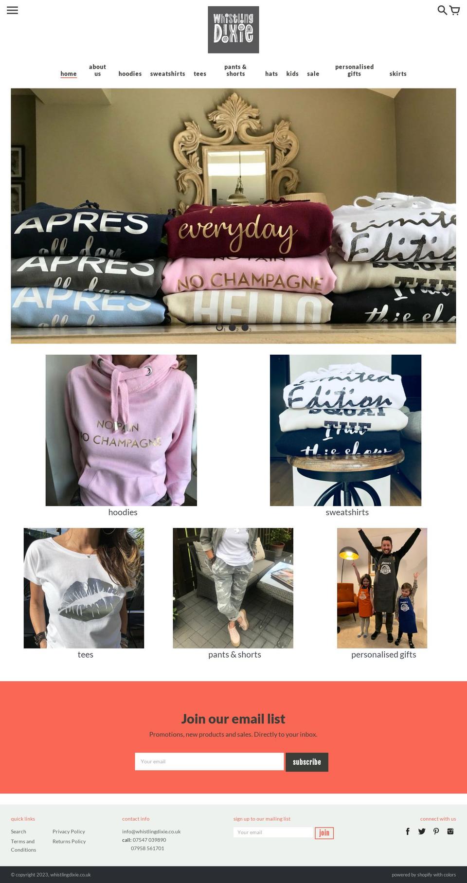whistlingdixie.co.uk shopify website screenshot