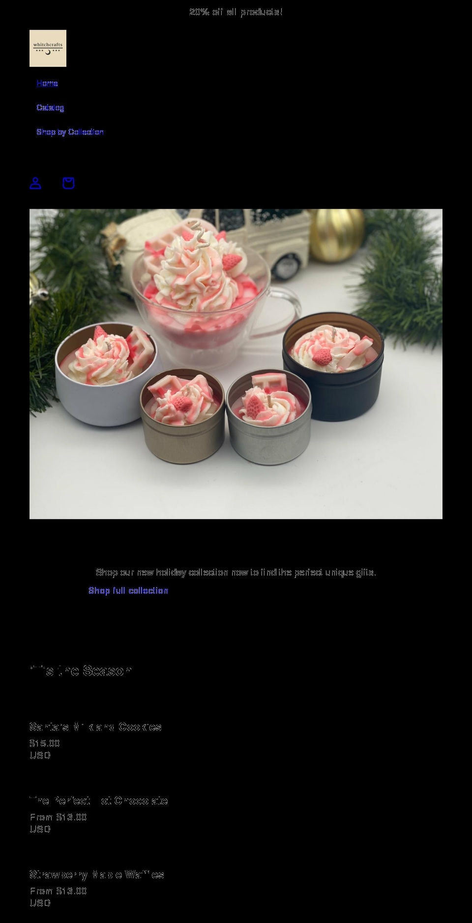 whitchcrafts.com shopify website screenshot