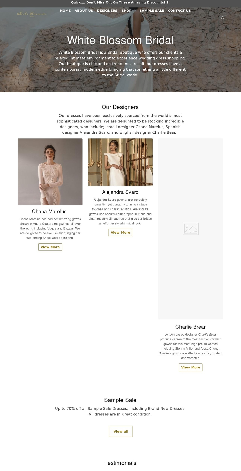 white-blossom-bridal.myshopify.com shopify website screenshot