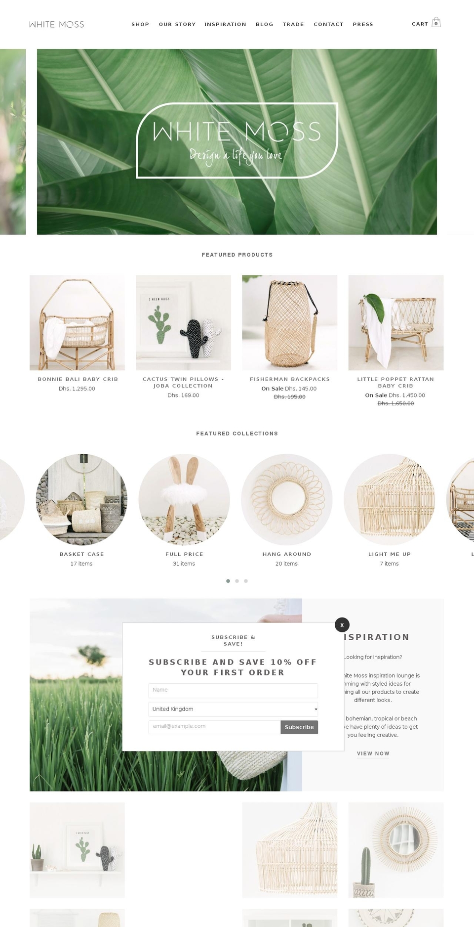 white-moss.com shopify website screenshot