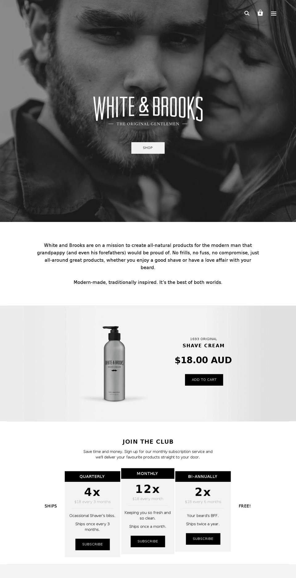 whiteandbrooks.com shopify website screenshot