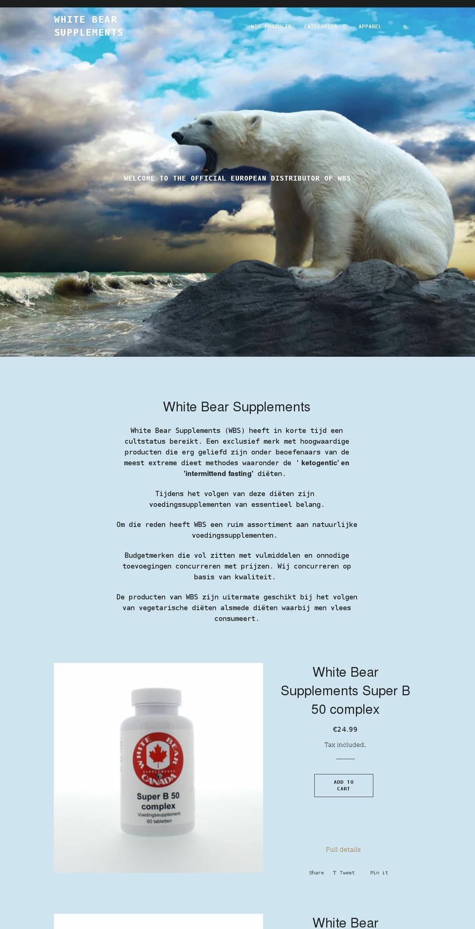 whitebearsupplements.com shopify website screenshot