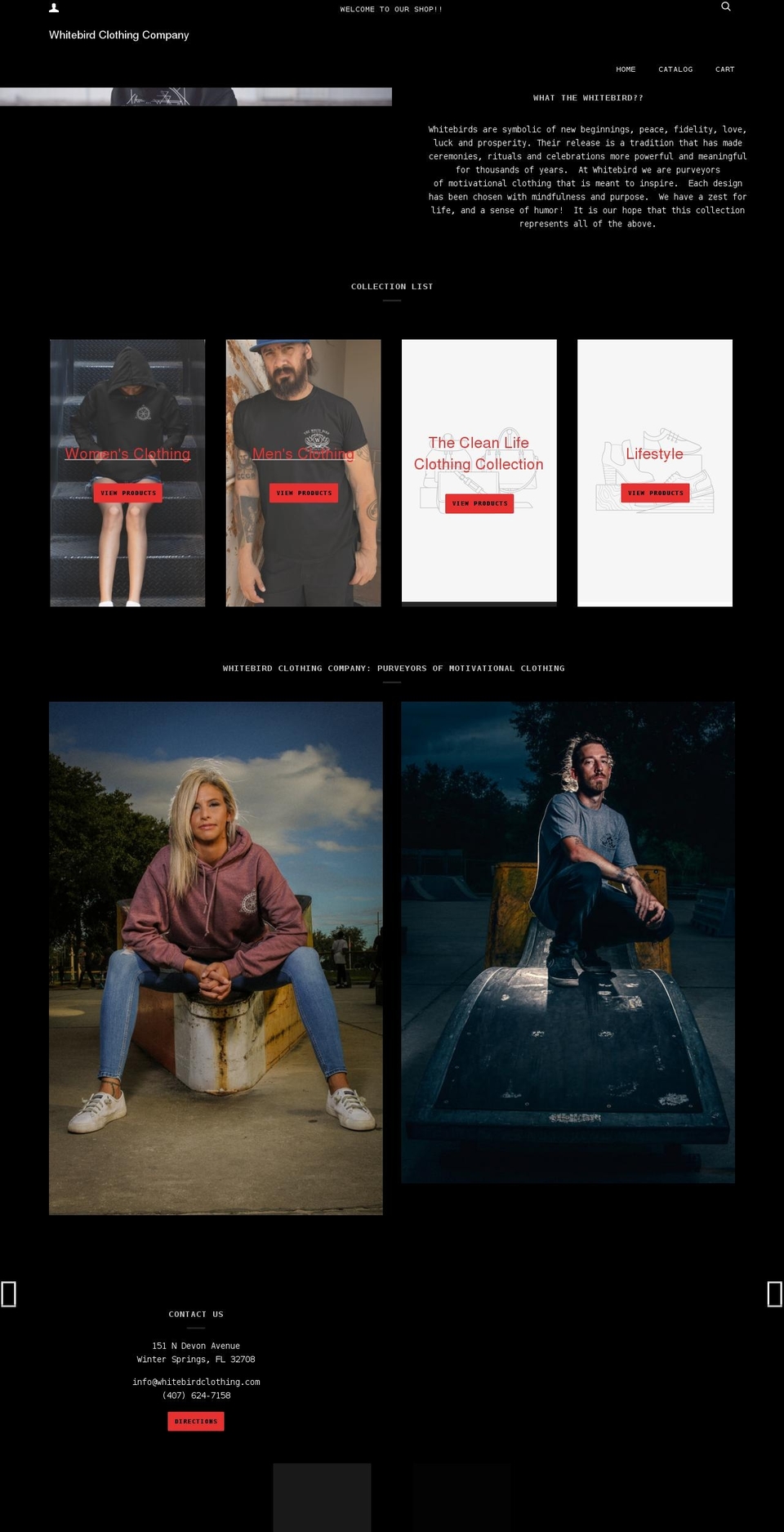 whitebirdclothing.com shopify website screenshot