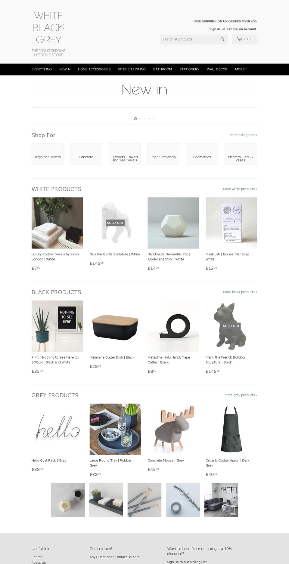 whiteblackgrey.co.uk shopify website screenshot