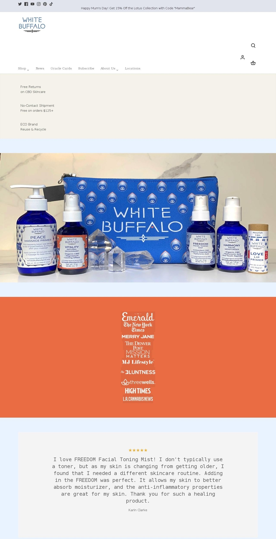 whitebuffalospirit.org shopify website screenshot