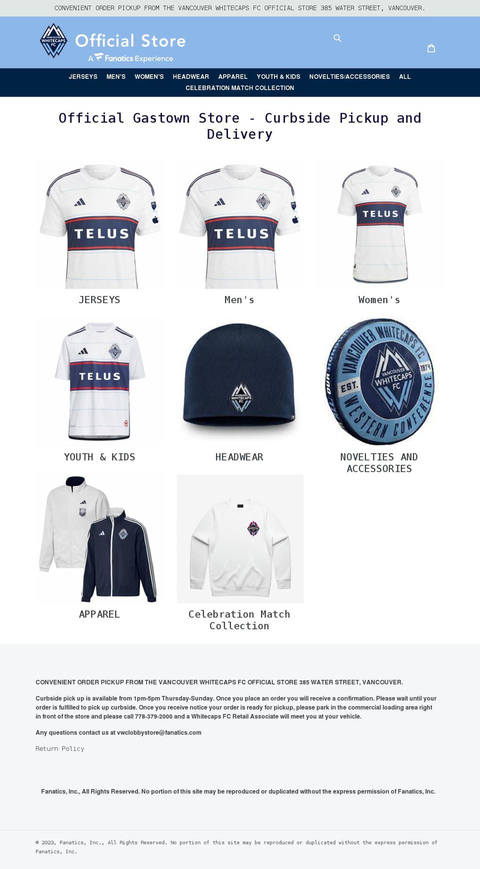 whitecapsfcstore.com shopify website screenshot