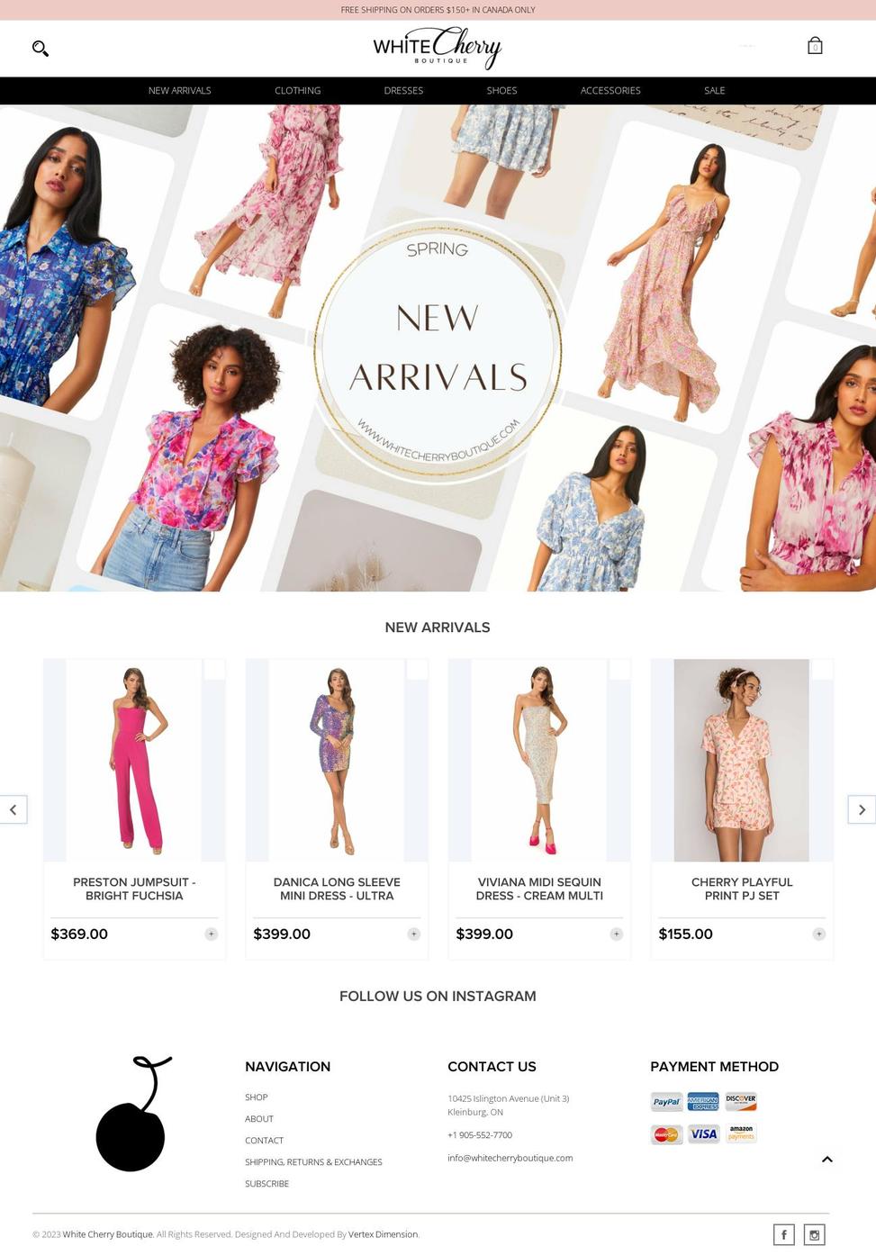 whitecherryboutique.com shopify website screenshot