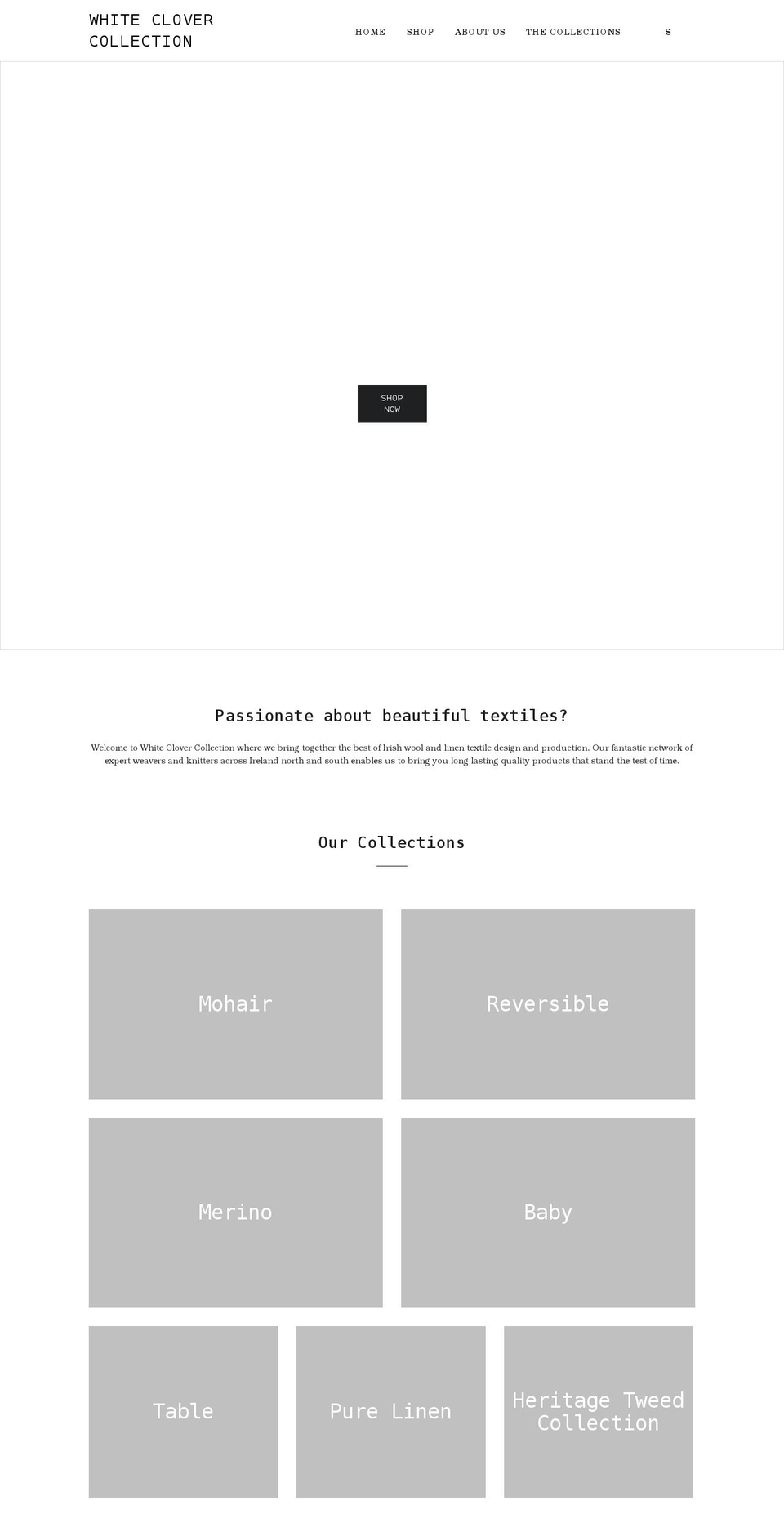 whiteclovercollection.com shopify website screenshot