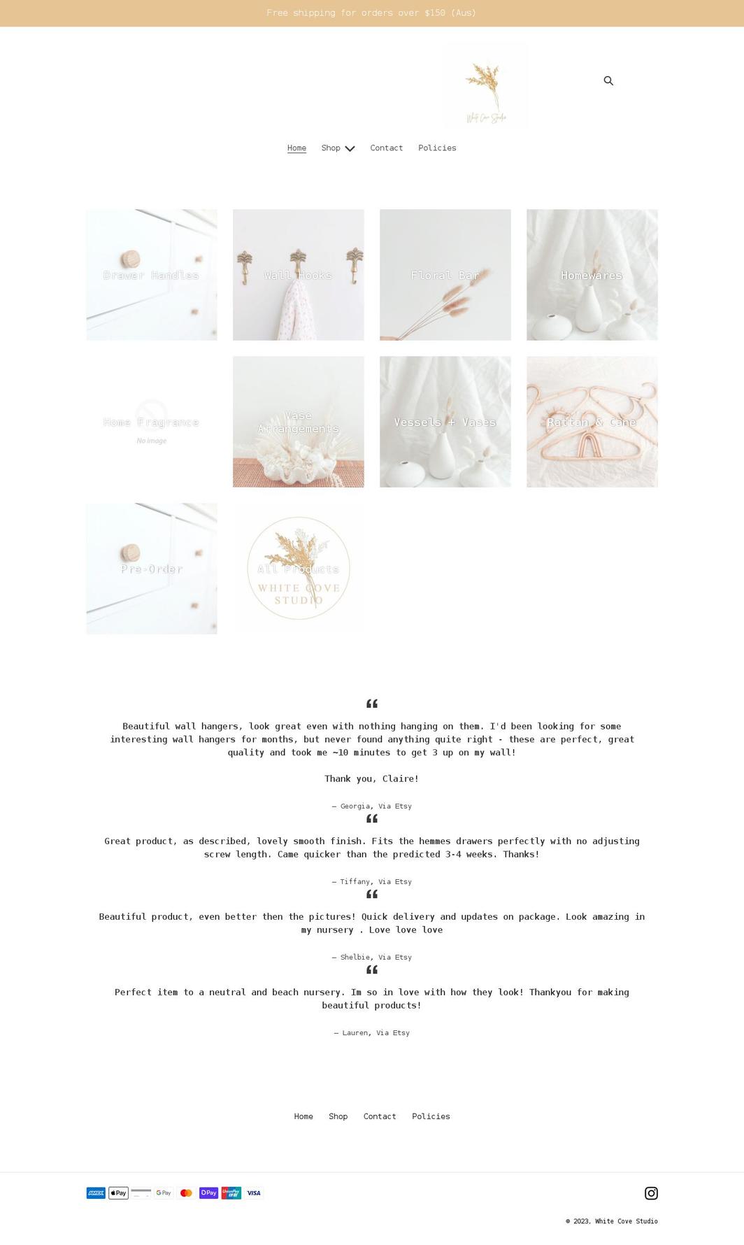whitecovestudio.com.au shopify website screenshot