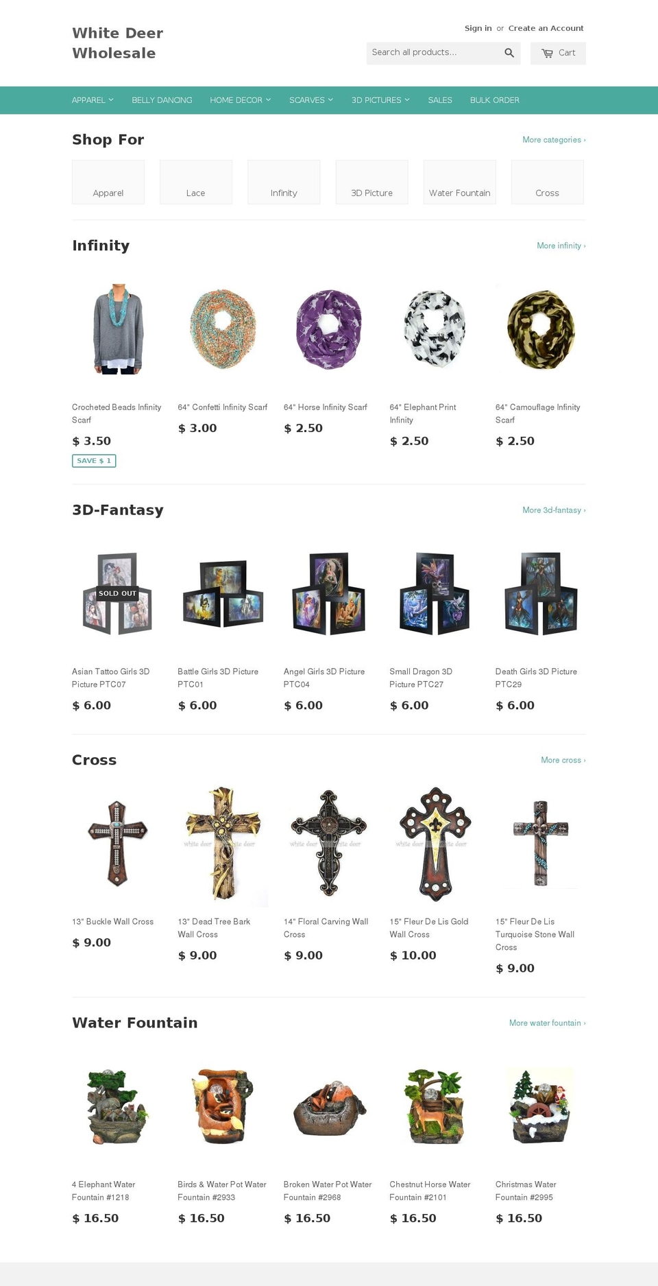 whitedeerwholesale.com shopify website screenshot