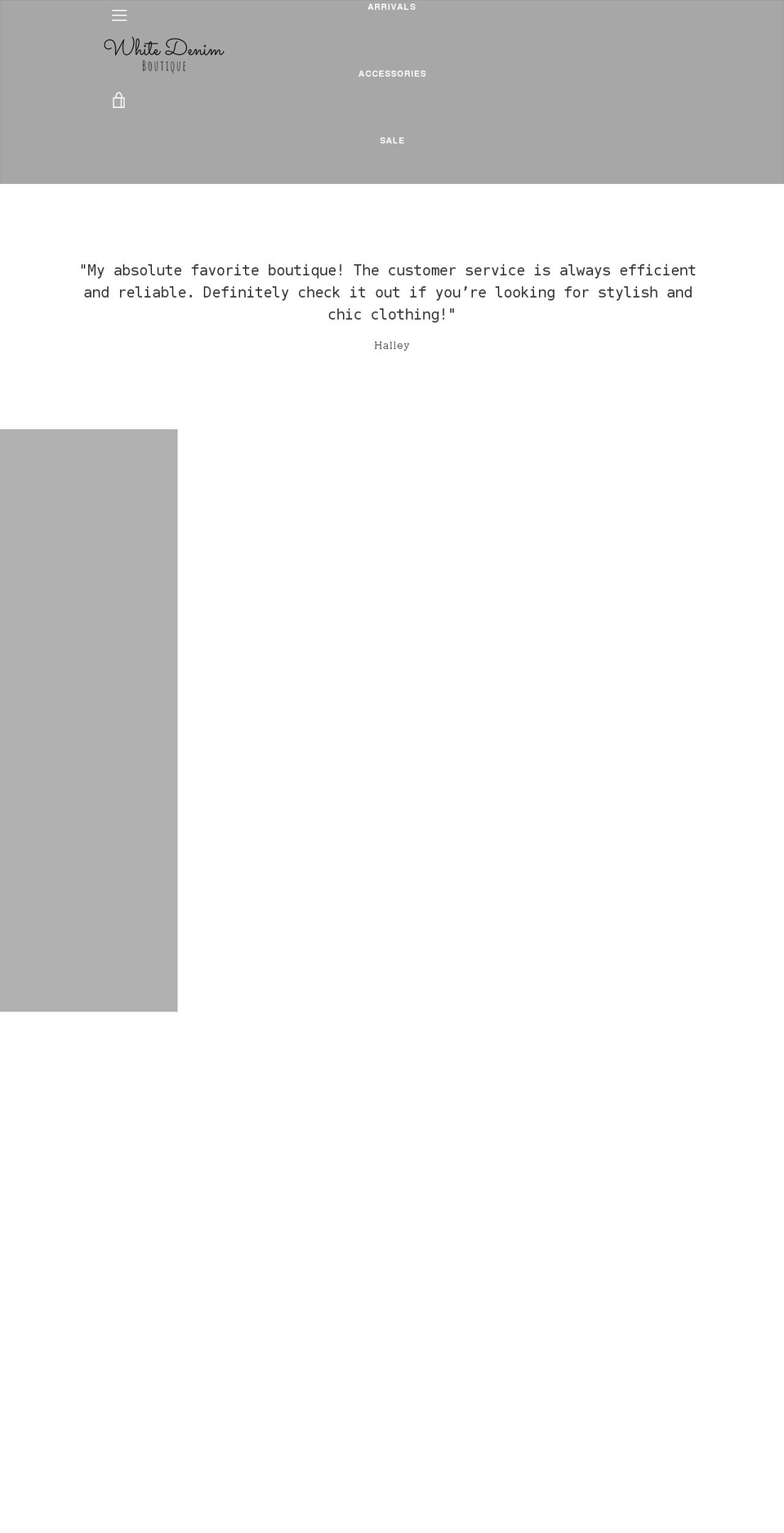 whitedenimboutique.com shopify website screenshot
