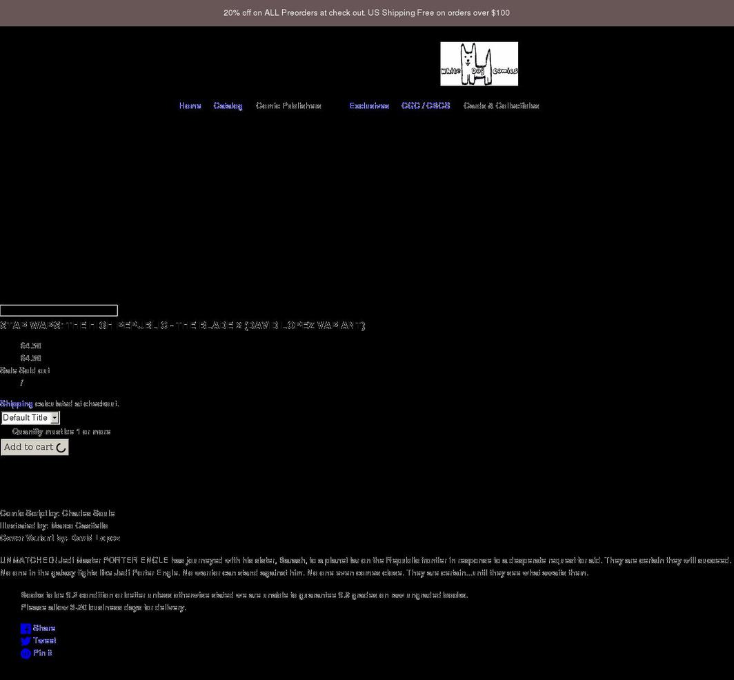 whitedogcomics.com shopify website screenshot