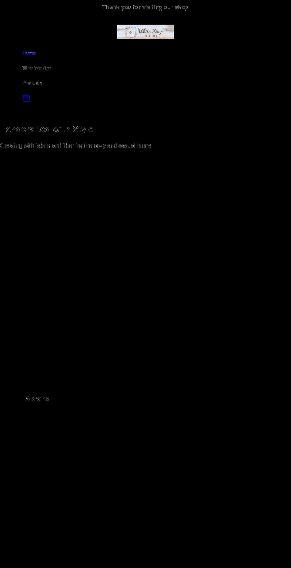 whitedogcreations.net shopify website screenshot
