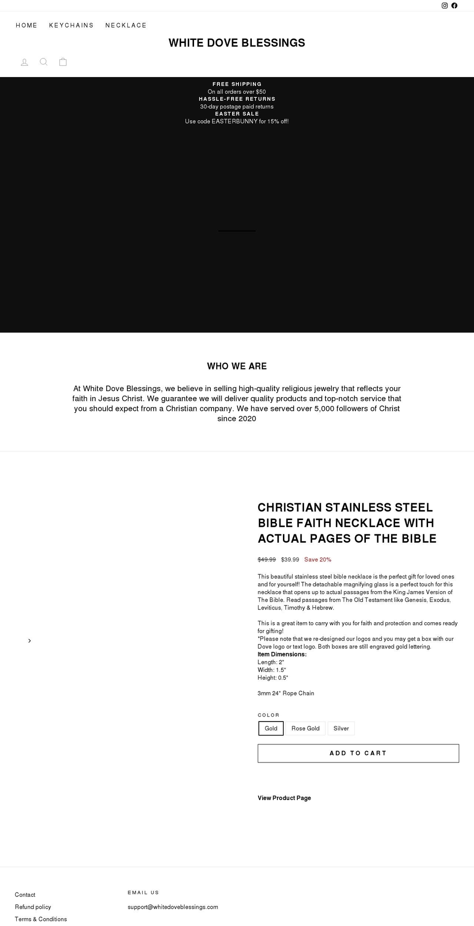 whitedoveblessings.com shopify website screenshot