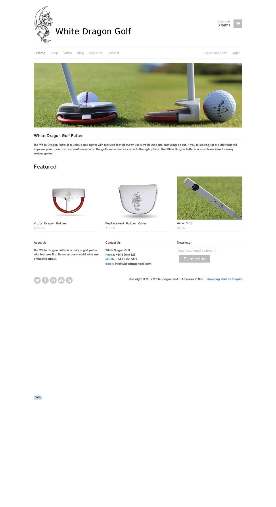 whitedragongolf.com shopify website screenshot